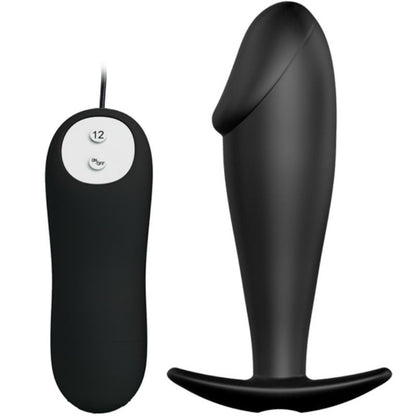 Pretty Love Silicone Anal Plug Penis Form And 12 Vibration Modes Black | Niks.fi verkkokauppa