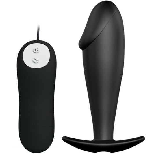 Pretty Love Silicone Anal Plug Penis Form And 12 Vibration Modes Black | Niks.fi verkkokauppa