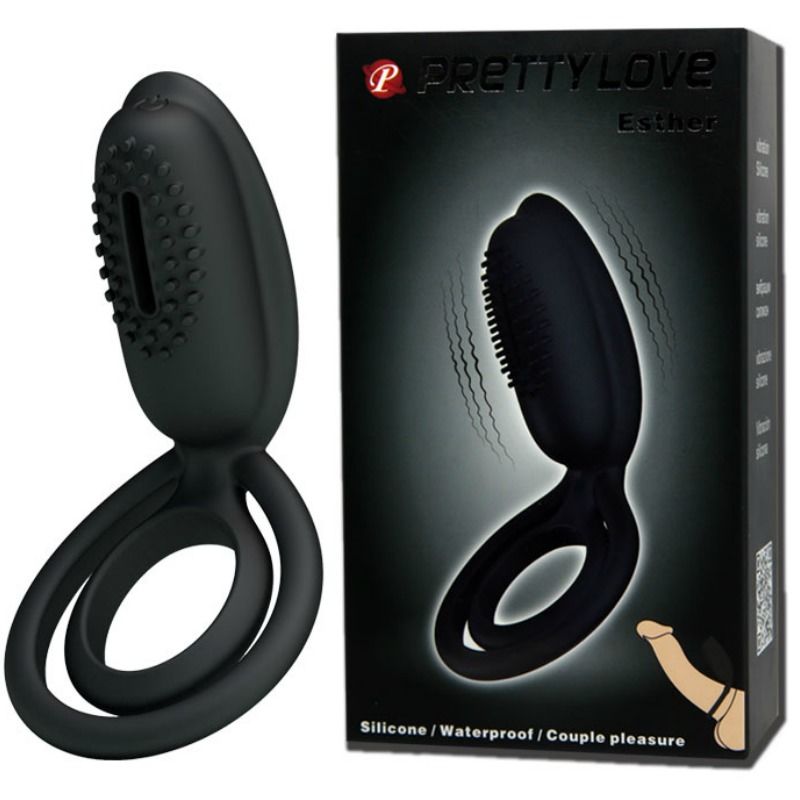 Pretty Love Vibrating Ring With Esther Stimulator | Niks.fi verkkokauppa