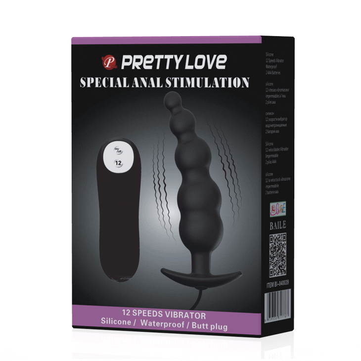 Pretty Love Anal Plug Silicone Extra Stimulation And 12 Vibration Modes Black | Niks.fi verkkokauppa