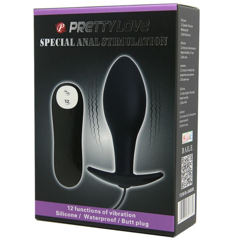 Pretty Love Anal Plug Anchor Form Silicone 12 Vibration Modes Black | Niks.fi verkkokauppa