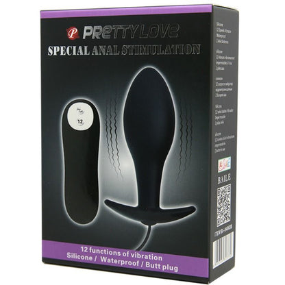 Pretty Love Anal Plug Anchor Form Silicone 12 Vibration Modes Black | Niks.fi verkkokauppa