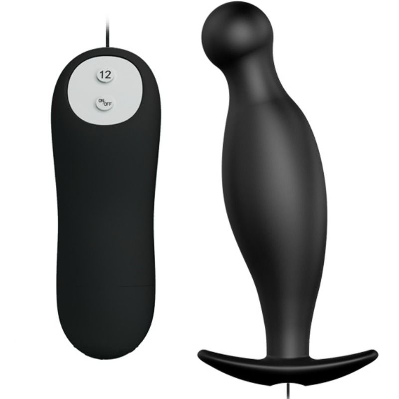 Pretty Love Silicone Anal Plug 12 Vibration Modes Black | Niks.fi verkkokauppa