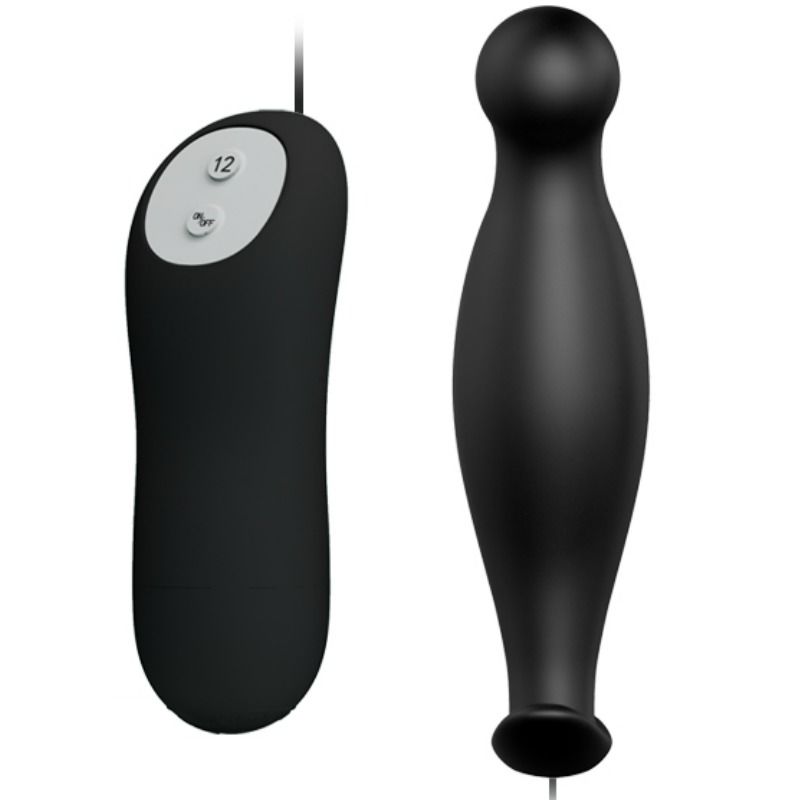Pretty Love Silicone Anal Plug 12 Vibration Modes Black | Niks.fi verkkokauppa