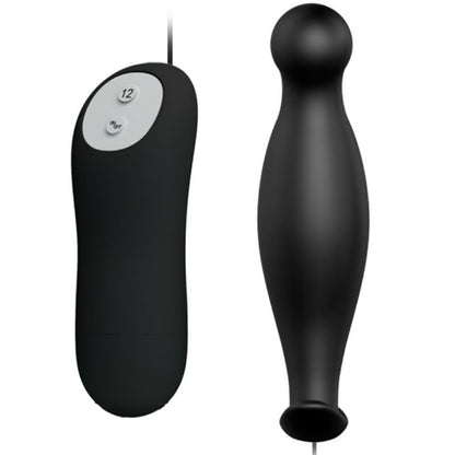 Pretty Love Silicone Anal Plug 12 Vibration Modes Black | Niks.fi verkkokauppa