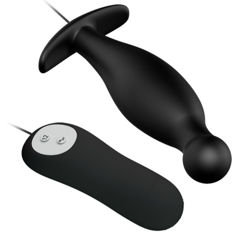 Pretty Love Silicone Anal Plug 12 Vibration Modes Black | Niks.fi verkkokauppa