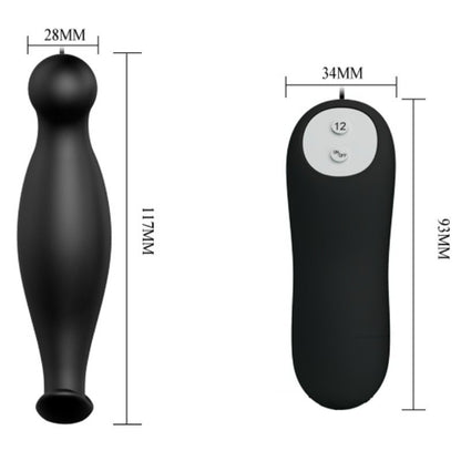 Pretty Love Silicone Anal Plug 12 Vibration Modes Black | Niks.fi verkkokauppa
