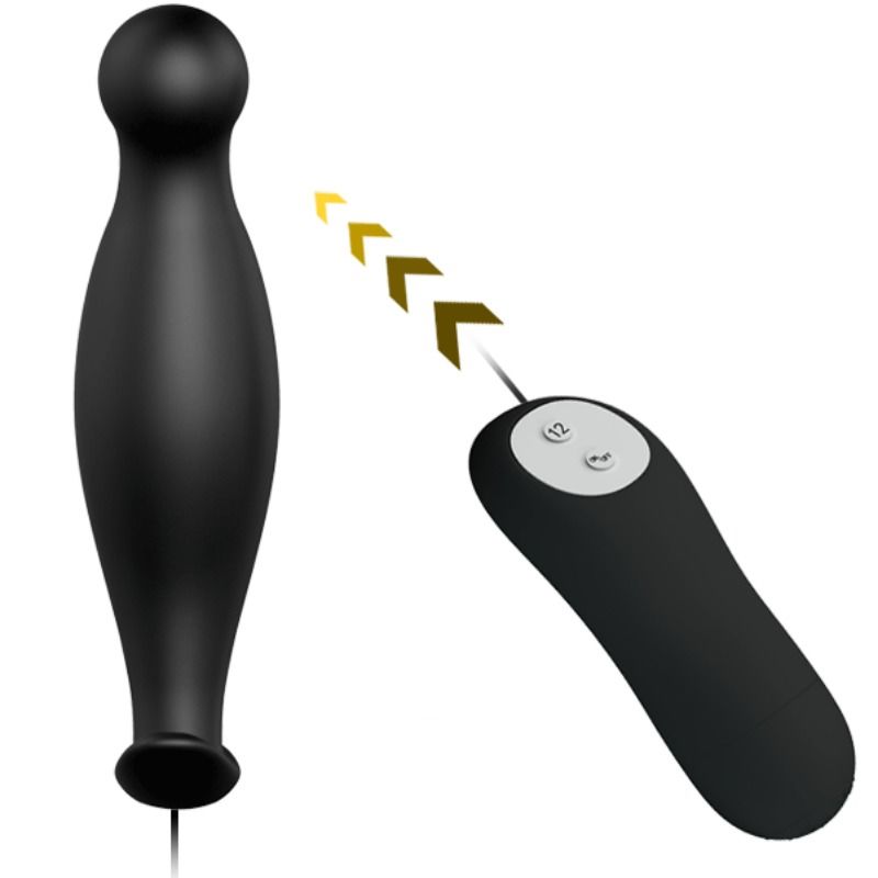 Pretty Love Silicone Anal Plug 12 Vibration Modes Black | Niks.fi verkkokauppa