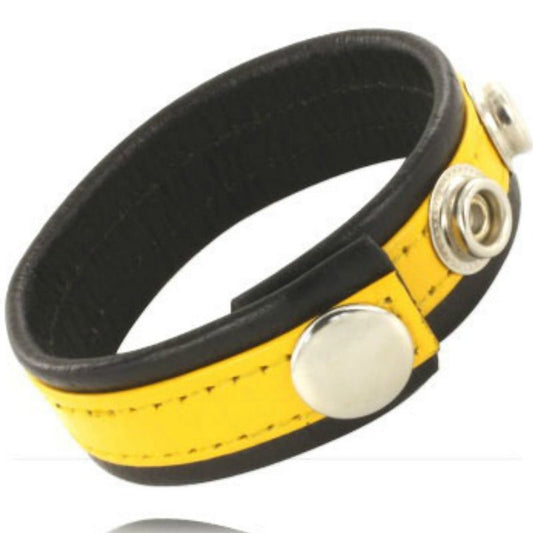 Leather Body Adjustable Leather Strap Penis Yellow-Black | Niks.fi verkkokauppa