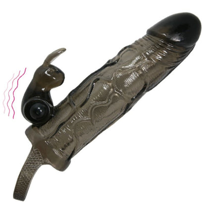Baile Brave Man Penis Cover With Rabbit Black 16.5 Cm | Niks.fi verkkokauppa