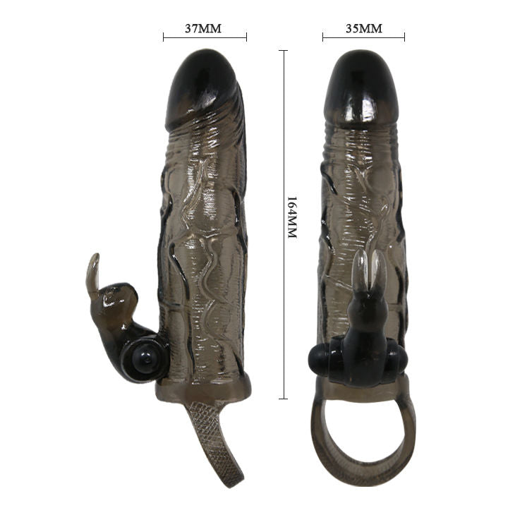 Baile Brave Man Penis Cover With Rabbit Black 16.5 Cm | Niks.fi verkkokauppa