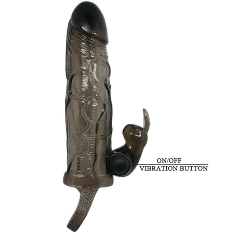Baile Brave Man Penis Cover With Rabbit Black 16.5 Cm | Niks.fi verkkokauppa