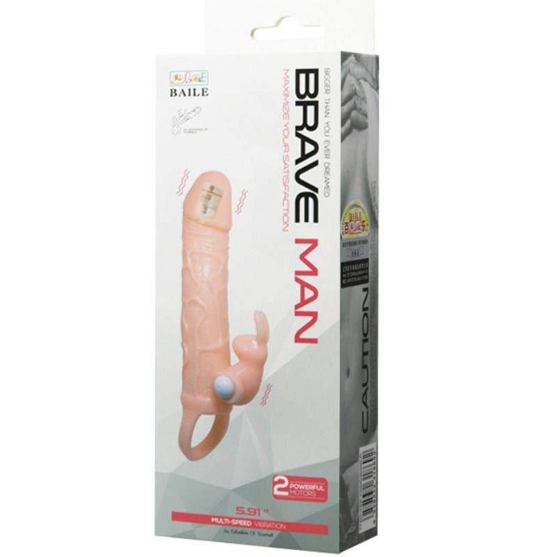 Baile Brave Man Penis Cover With Rabbit And Double Engine Flesh 16.5 Cm | Niks.fi verkkokauppa