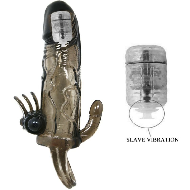 Baile Brave Man Penis Cover With Clit And Anal Stimulation Double Bullet Black 16.5 Cm | Niks.fi verkkokauppa