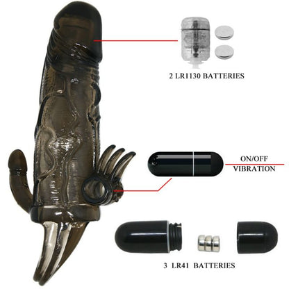 Baile Brave Man Penis Cover With Clit And Anal Stimulation Double Bullet Black 16.5 Cm | Niks.fi verkkokauppa