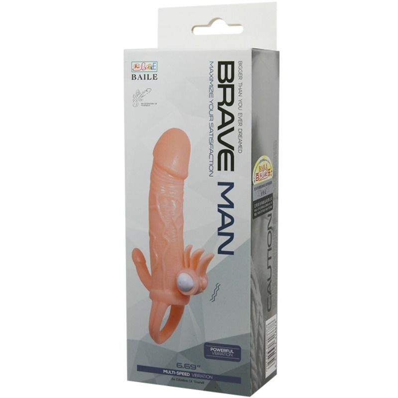 Baile Brave Man Penis Cover With Clit And Anal Stimulation Flesh 16.5 Cm | Niks.fi verkkokauppa