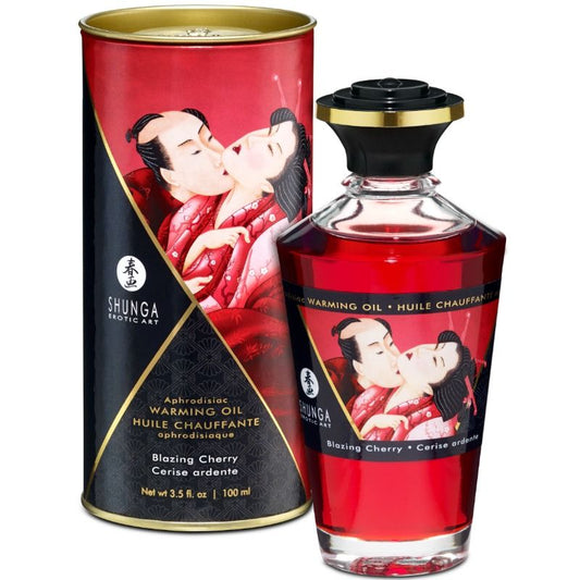 Shunga Heat Effect Massage Oil Intense Cherry Flavor 100 Ml | Niks.fi verkkokauppa
