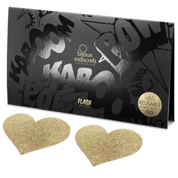Bijoux Indiscrets Flash Golden Heart Nipple Covers | Niks.fi verkkokauppa