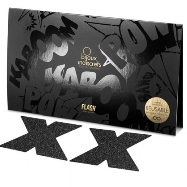 Bijoux Indiscrets Flash Cross Black Nipple Caps | Niks.fi verkkokauppa
