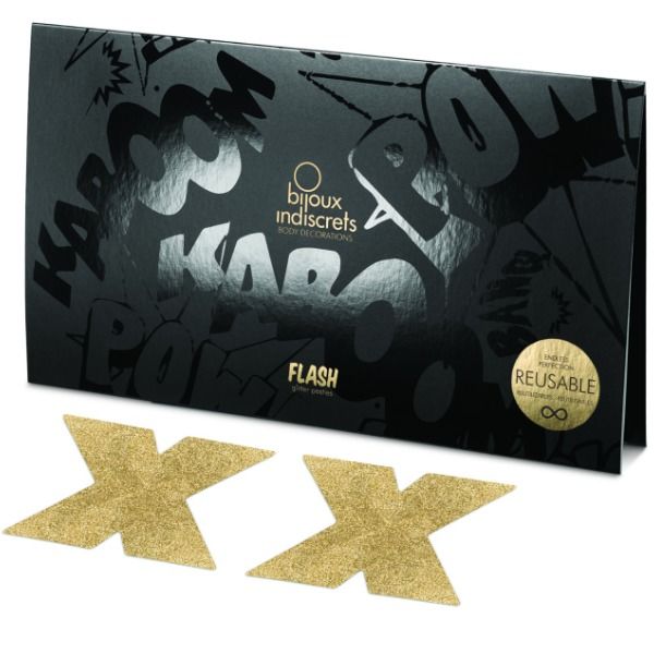 Bijoux Indiscrets Flash Cross Gold Nipple Covers | Niks.fi verkkokauppa
