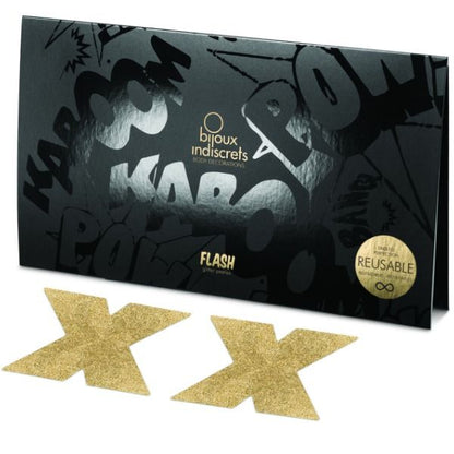 Bijoux Indiscrets Flash Cross Gold Nipple Covers | Niks.fi verkkokauppa