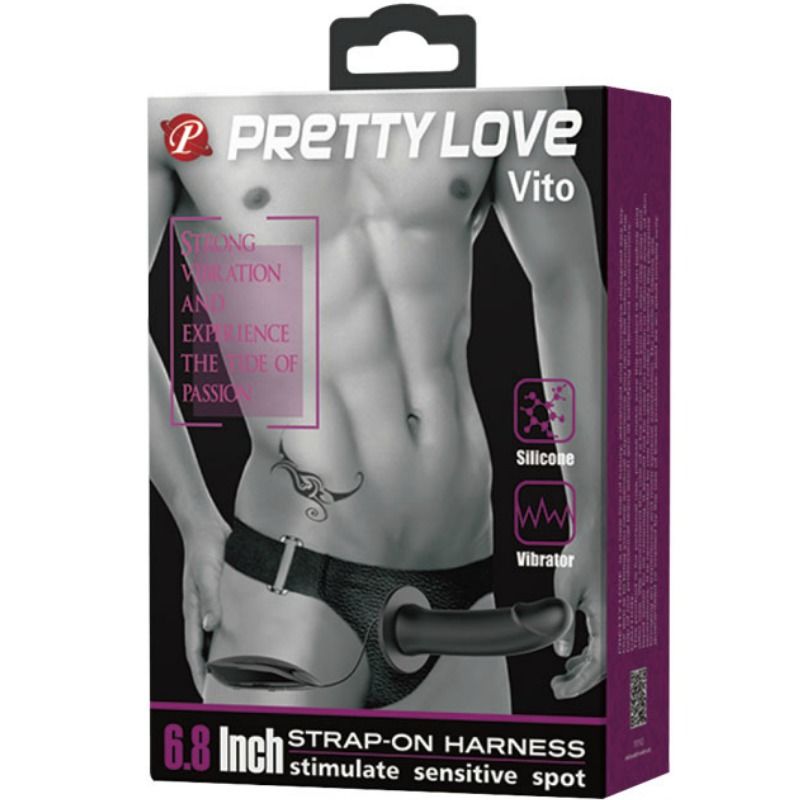 Pretty Love Vito Strap On With Hollow Dildo And Vibration 17.3 Cm | Niks.fi verkkokauppa