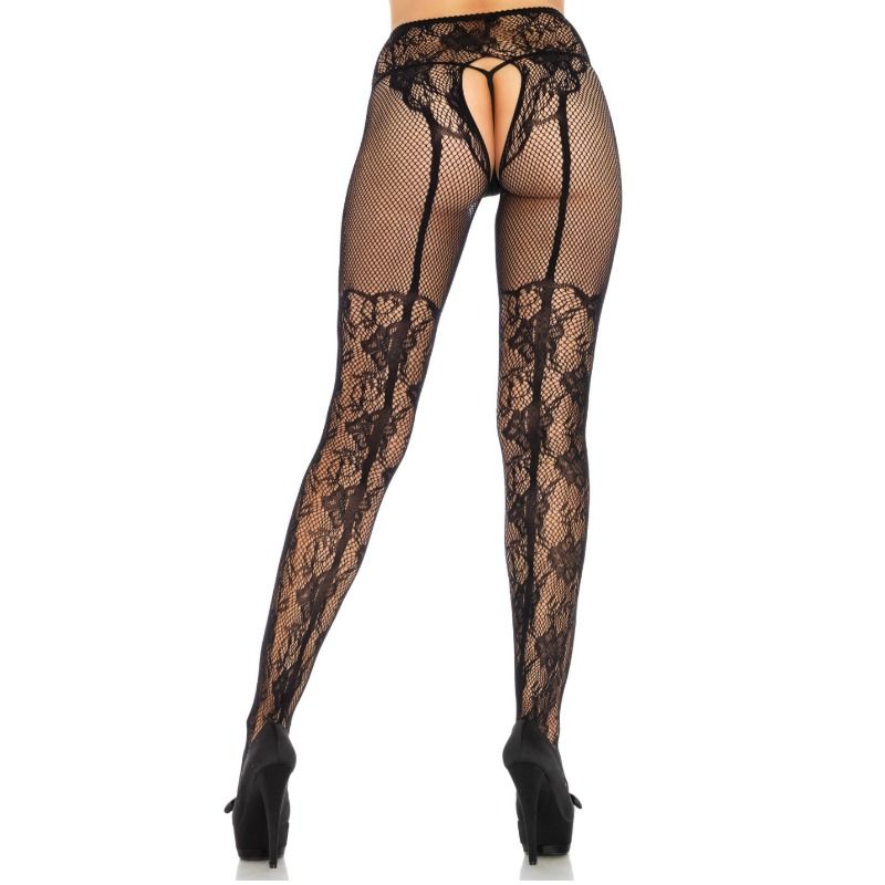 Leg Avenue Stocking Flowers Design Back Crothless One Size | Niks.fi verkkokauppa