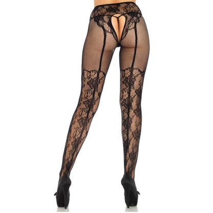 Leg Avenue Stocking Flowers Design Back Crothless One Size | Niks.fi verkkokauppa