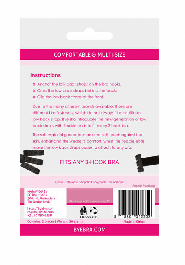 Bye-Bra Open Back Bra Adapter Black & White | Niks.fi verkkokauppa