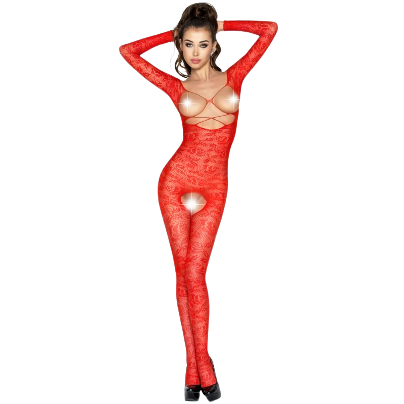 Passion Woman Bs031 Red Bodystocking One Size | Niks.fi verkkokauppa