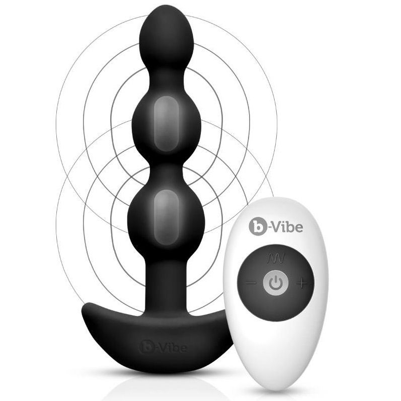 B-Vibe Triplet Anal Remote Control Beads Black | Niks.fi verkkokauppa