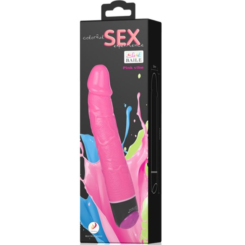 Baile Colorful Sex Realistic Vibrator Pink 23 Cm | Niks.fi verkkokauppa
