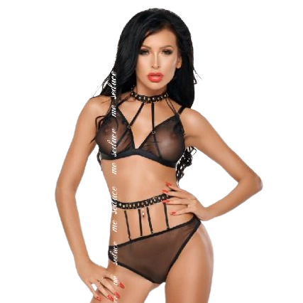 Me-Seduce Dotty Set Two Pieces Black S/M | Niks.fi verkkokauppa