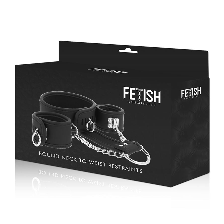 Fetish Submissive Vegan Leather Necklace And Handcuffs With Noprene Lining | Niks.fi verkkokauppa