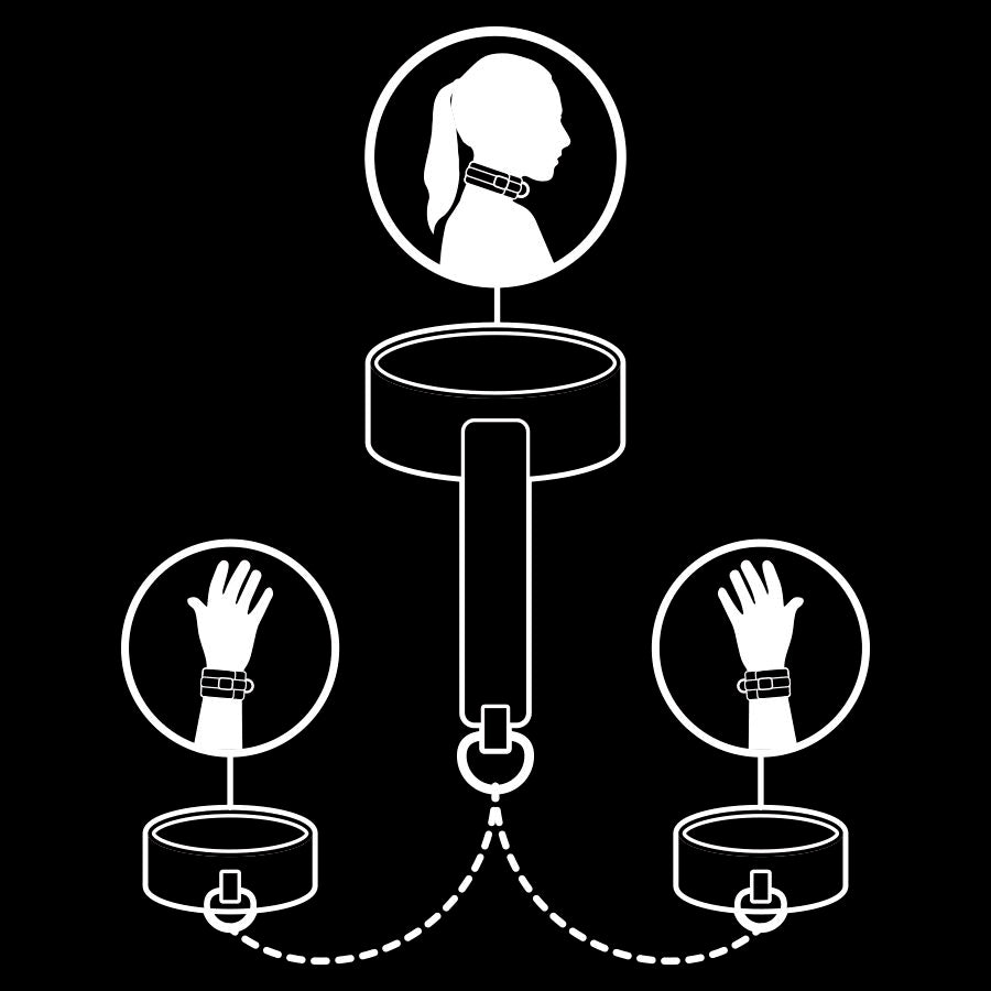 Fetish Submissive Vegan Leather Necklace And Handcuffs With Noprene Lining | Niks.fi verkkokauppa