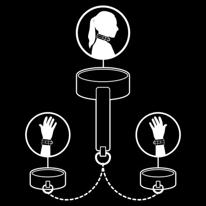Fetish Submissive Vegan Leather Necklace And Handcuffs With Noprene Lining | Niks.fi verkkokauppa