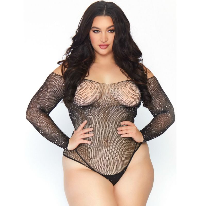 Leg Avenue Crystalized Fishnet Bodystocking 1X-2X | Niks.fi verkkokauppa