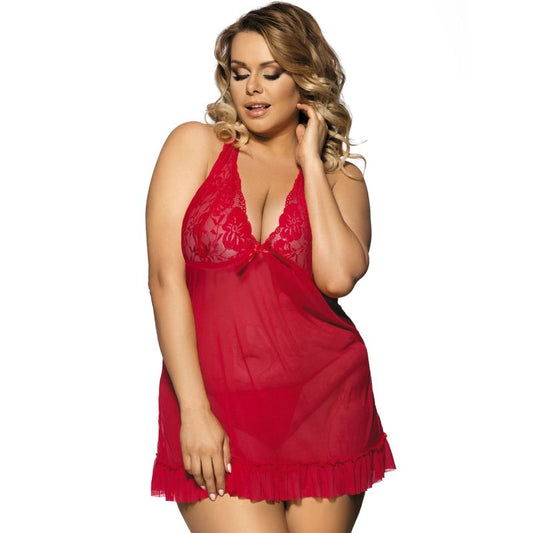 Subblime Queen Plus Red Babydoll Floral Motivs In Breasts | Niks.fi verkkokauppa