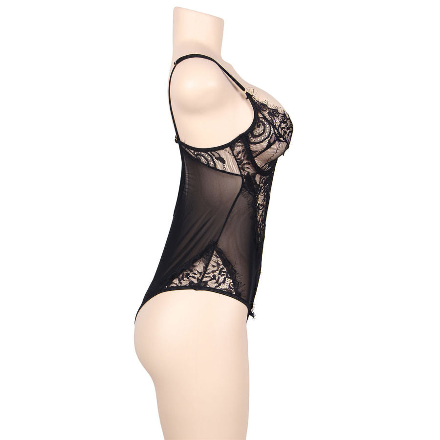 Subblime Queen Plus Floral Lace And Fringed Black Teddy | Niks.fi verkkokauppa