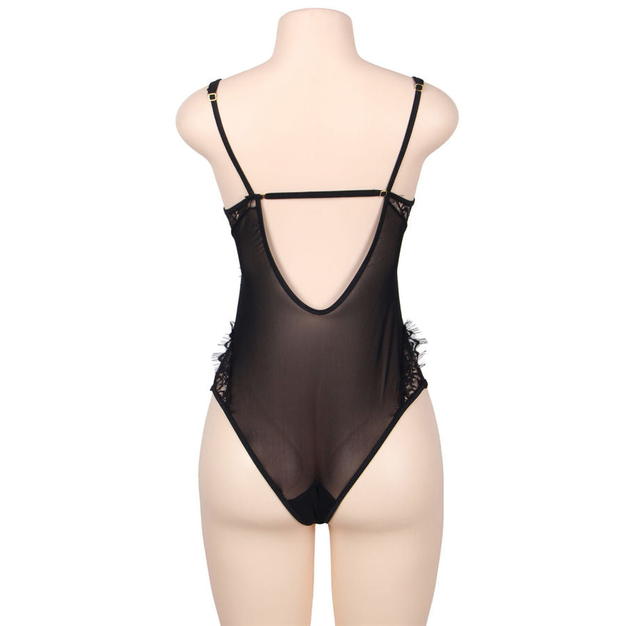 Subblime Queen Plus Floral Lace And Fringed Black Teddy | Niks.fi verkkokauppa