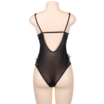 Subblime Queen Plus Floral Lace And Fringed Black Teddy | Niks.fi verkkokauppa