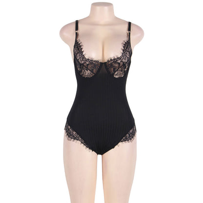 Subblime Queen Plus Teddy With Clears And Fringes Black | Niks.fi verkkokauppa