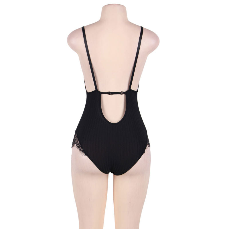Subblime Queen Plus Teddy With Clears And Fringes Black | Niks.fi verkkokauppa