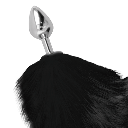 Darkness Silver Anal Plug 8 Cm With Black Tail | Niks.fi verkkokauppa
