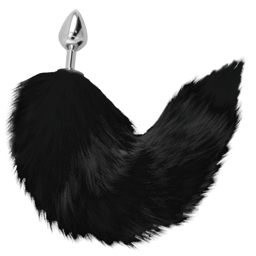 Darkness Silver Anal Plug 8 Cm With Black Tail | Niks.fi verkkokauppa