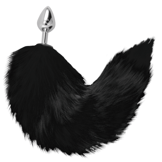 Darkness Silver Anal Plug 8 Cm With Black Tail | Niks.fi verkkokauppa