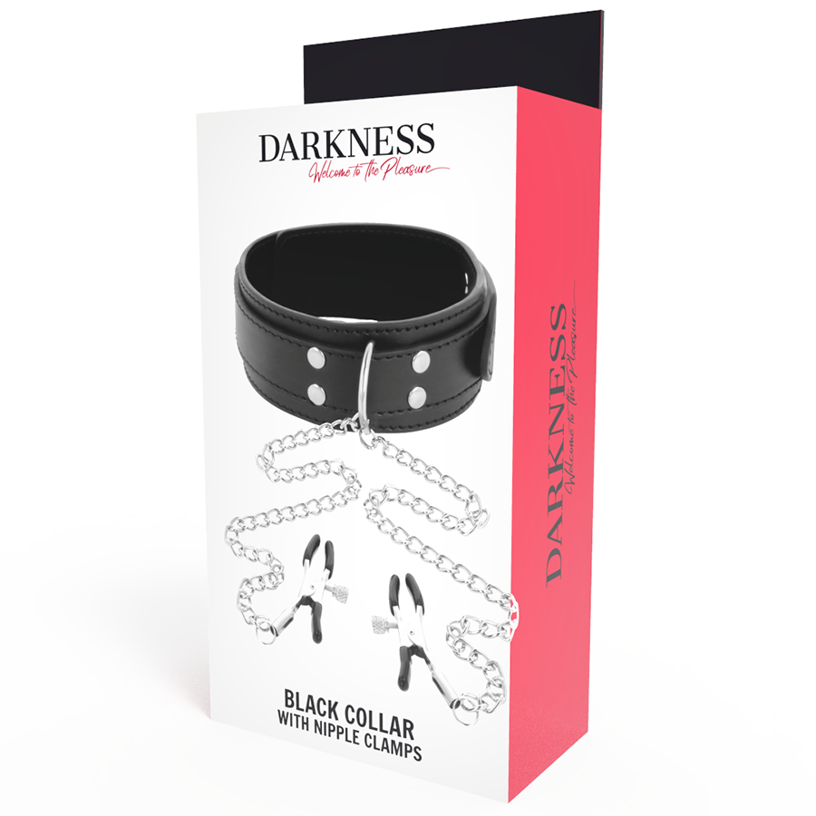 Darkness Collar With Nipple Clamps Black | Niks.fi verkkokauppa