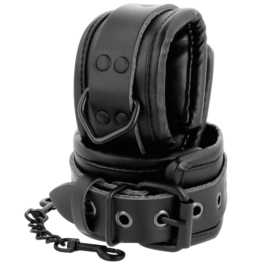 Darkness Adjustable Black Leather Hands Handcuffs | Niks.fi verkkokauppa