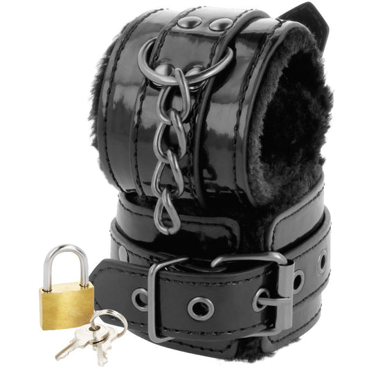 Darkness Black Adjustable Leather Handcuffs With Padlock | Niks.fi verkkokauppa