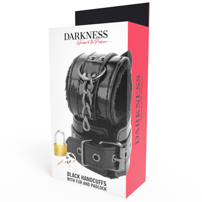 Darkness Black Adjustable Leather Handcuffs With Padlock | Niks.fi verkkokauppa